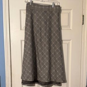 CJ Banks Gray Plaid A-Line Skirt